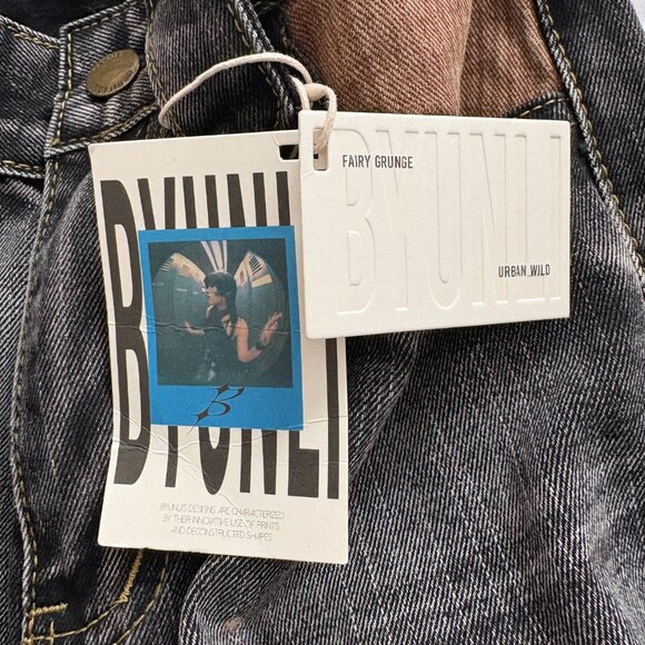 Byunli Fairy Grunge Urban Wild Fringe Two Tone Brown Denim Size Medium NWT - Picture 8 of 8